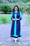Blue cotton kurta and jacket set