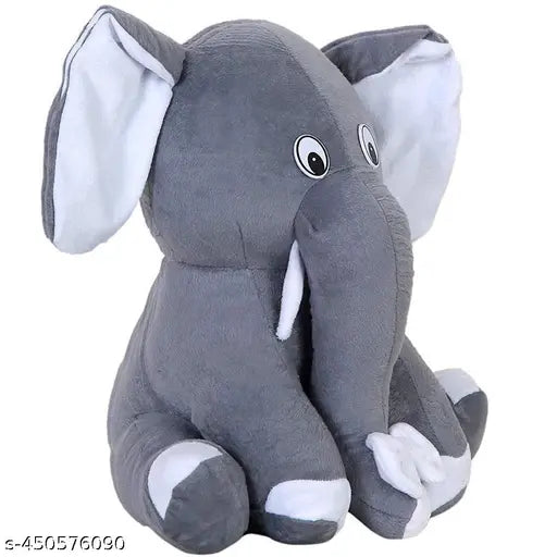 Grey elephant teddy bear toy, kids playing at 22cm long, India-made unisex stuffed animal