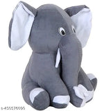 Grey elephant teddy bear toy, kids playing at 22cm long, India-made unisex stuffed animal