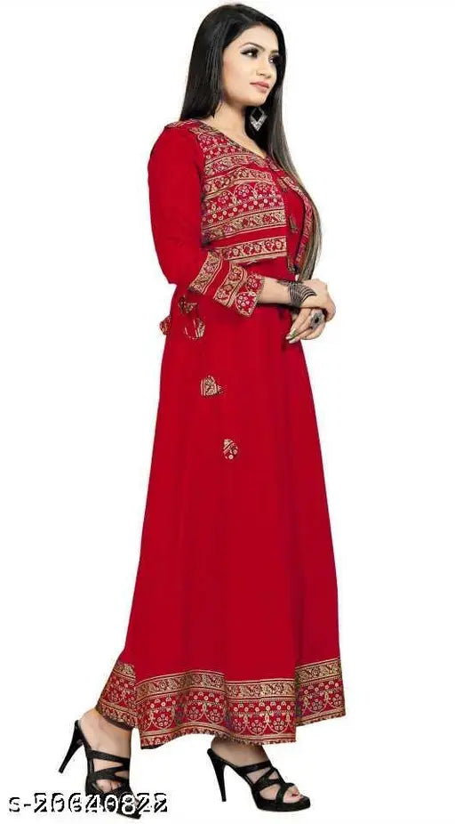 Rayon kurtis, single-toned long-sleeved Indian fashion on mannequin