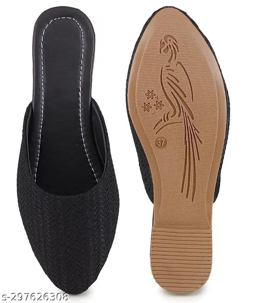 Synthetic open-back woven design slip-ons, comfortable and stylish women's & girls' flats by Marc Loire, ideal for various occasions