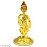 Golden color Tamil metal Om base for car dashboard, pooja room, office & home decor