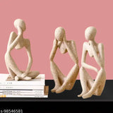 Modern art man showpiece set (3) - poly resin, marble, living room decor, Indian handicraft