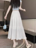 Pale blue chiffon midi skirt with ruffled hem