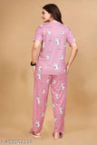 Women's printed co-ords set: polycotton night suit and dress T-shirt pyjama combo on lowest price, vibrant design for sleepwear