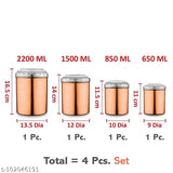 4 PCS Stainless Steel Canister Set in Copper Color with White Color PC Lids -4Pcs Set