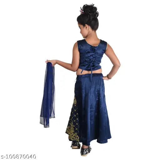 Soft silk Lehenga choli with super net dupatta, embroidered and stitched by Fariha Fashions. Indian party wear for 5-6, 9-10 years old