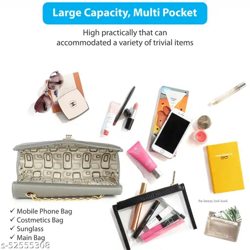 Large capacity, multi pocket women's slingbag