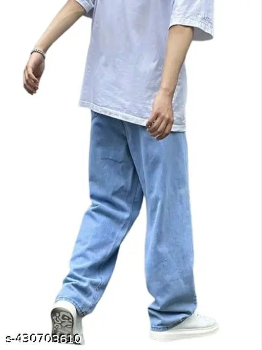 Light Blue Denim Steright Fit Baggy for Men - Size 28/30/32
