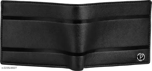 Men in Black artificial leather trifold wallet, 3 card slots, solid pattern, premium quality, Indian-made gift