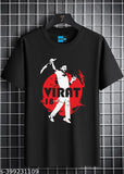 Black cotton half sleeve regular fit Uniplanet Store T-shirt, Virat Kohli print, comfortable men's wear