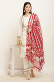 White Chanderi Silk Kurti, three-quarter sleeves, printed. Traditional wear and party wear kurti set with dupatta and palazzos. Yellow color, dry clean only