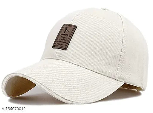 One adjustable, modern sports cap with black logo in a beige color