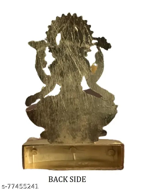 Shri Laxmi Ma Mahalakshmi figurine, gold plated, brass base