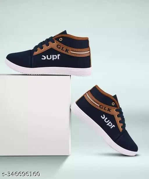 Black high ankle kids shoe with white sole