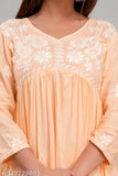Peach chiffon Lucknowi chikan embroidered kurta