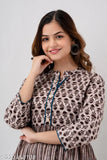 Rayon Anarkali printed women's kurta, three-quarter sleeves, Indian fashion