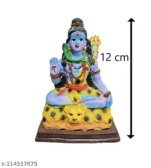 Exclusive resin Hindu God Shiva statue, 7cm x 12cm x 7cm. This idol of Bholenath represents destruction and renewal, promoting positive change in life. Placed at home or office for prosperity per Vaastu. Indian-origin