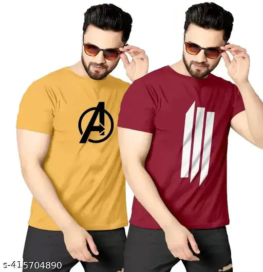Extra Comfortable Trendy Stylish Solid Round Neck Tshirt For Men's (Pack Of 2)