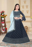 Morpitch Georgette embroidered engagement dress for girls, Ghagra Choli with dupatta set - India