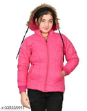 Red winter coat for kids with a fur-lined hood