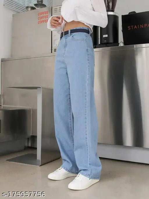 Women's blue denim jeans, casual style