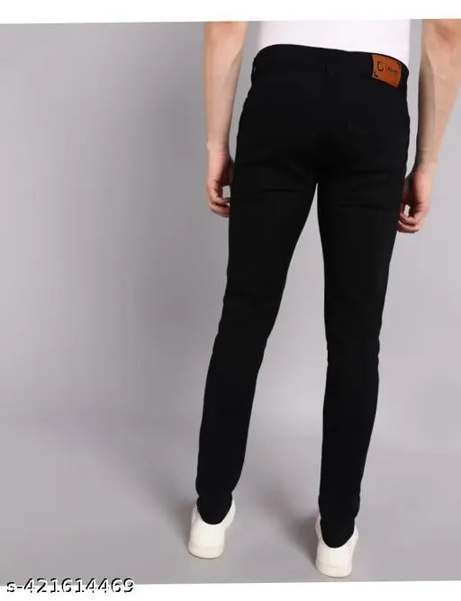 Black men's slim fit denim jeans