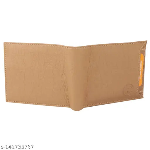 Beige faux leather classic world wallet for men, ample space for cards and coins, new stylish ATM detachable design