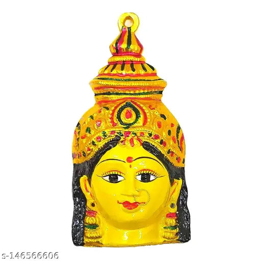 Yellow metal Varalakshmi Pooja idol (Height: 5 INCH), decorative Indian god figure for religious ceremony