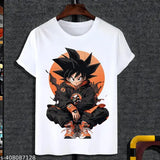 Goku anime polyester round neck t-shirt, vibrant printed design on kids clothing
