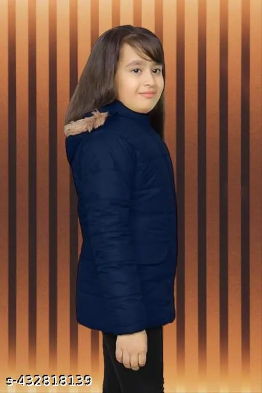Black puffer coat with fur trim and hood