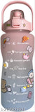 Multicolor motivational sipper bottle, 2L capacity, BPA-free plastic, fitness water bottle with time marker for gym use