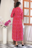 Rayon printed sharara set, three-quarter sleeve fancy kurti for women on display