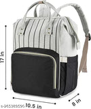 Black polyester diaper backpack for travel with 12 pockets, ideal for moms and babies. Stylish and durable, perfect for newborn essential organization