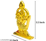 Peacock-finished metal Om Tamil logo & vel stand, Indian god idol for car dashboard or office table decor, pooja room accessory