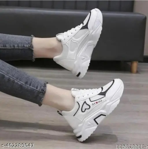 White mesh kids' casual shoes by Megpar Fashionate, featuring lace-up design & PVC sole for comfort and style