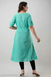 Teal printed kurta, cotton fabric, short sleeves