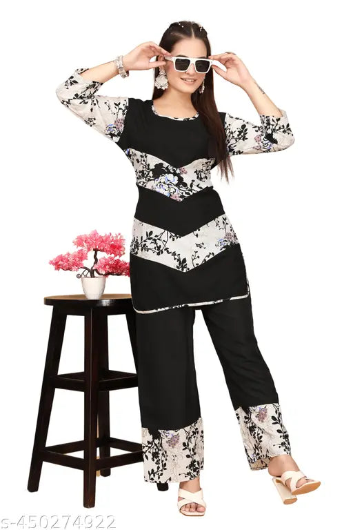 Printed net crepe kurta sets with palazzos for larger sizes (3XL to 6XL), Indian origin