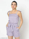 White viscose checkered jumpsuit for women, size S on display