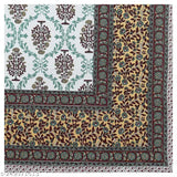 Brown cotton botanical print king size bedsheet with two pillow covers, superfine quality flat sheets for summer use
