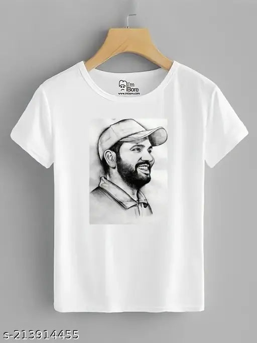India cricket team polyester striped t-shirt with Virat Kohli, Dhoni, Rohit print - S, M, L, XL, XXL sizes