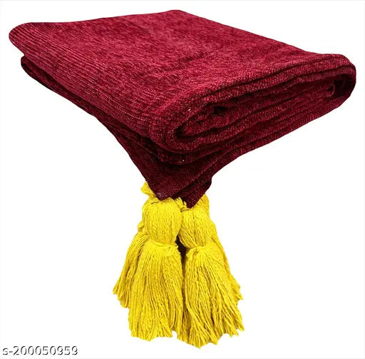 Yellow chenille sofa throw blanket, 140X175 cm for 3 seater sofas, unique self-design