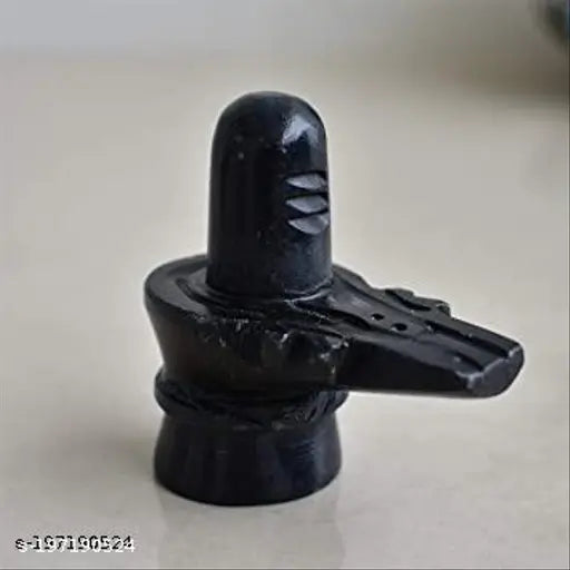 Small black marble Shivling for home temple, 5.5 cm idol, Indian-made figurine for Shivratri Puja