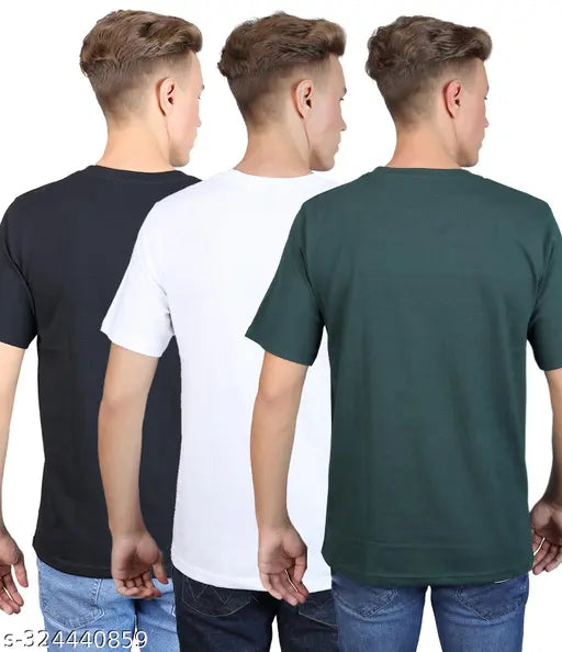 Cotton printed men's t-shirts (pack of 3), short sleeves, vibrant design from India