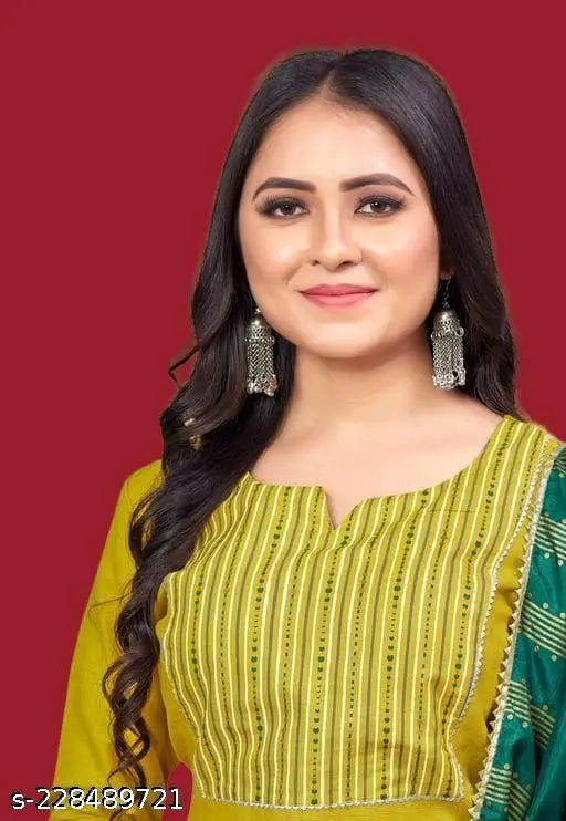 Charvi Graceful Women Dupatta Sets - Solid cotton kurta with dupatta and bottomwear, three-quarter sleeves, single size available in S-XXXXL, Indian-made