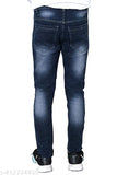 Black men's denim jeans with a faded wash, visible stitching on the back, and a classic five-pocket design