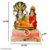 Multicolor marble Lakshmi Narayan idol, 11cm high for home temple. Lord Vishnu Ji and Lakshmi Mata sitting on Sheshnag in India