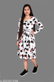 Black and white floral printed dress with short sleeves