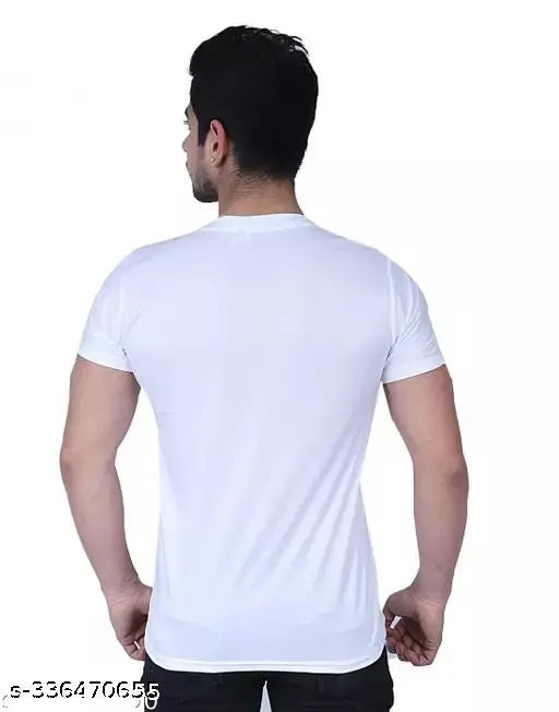 White polyester life line t-shirt with printed alphabet, ideal for cool boys & men (S-XXL)