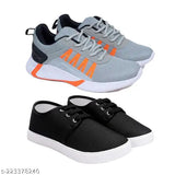 Kids sneakers pack, grey and orange design, canvas material